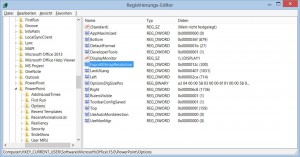 Registry Eintrag für die Export-Qualität